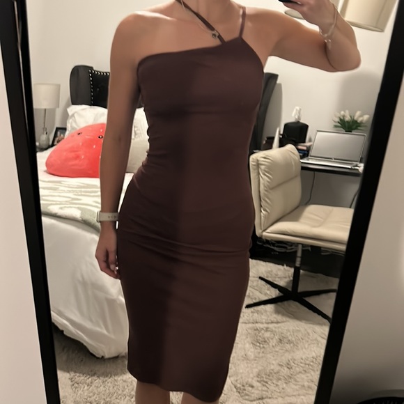 Enza Costa Dresses & Skirts - Enzo Costa One Shoulder Ribbed Jersey Mini Dress